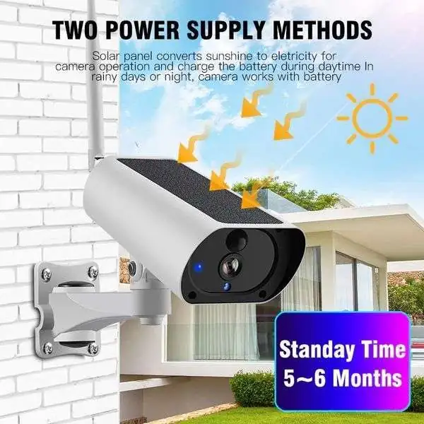 Camera de surveillance étanche panneau solaire Wifi et IP Zoom X4 sans fil  