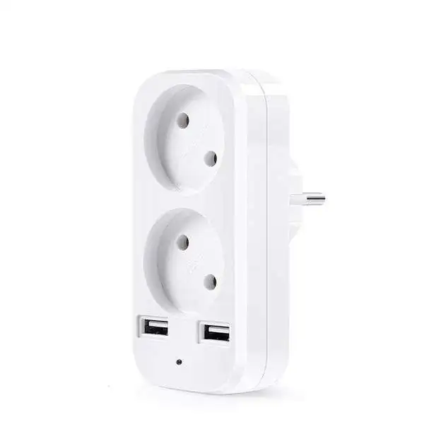 Multiprise murale avec 2 ports USB + support de téléphone