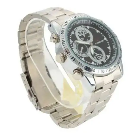 Montre caméra espion 8Go 480P Fashion bracelet en acier grise