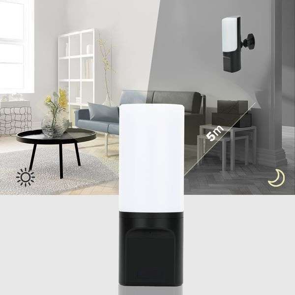 Lampe Mural Caméra Espion Connexion Wi-Fi HD Vision Nocturne Rotative  Intérieur et Extérieur