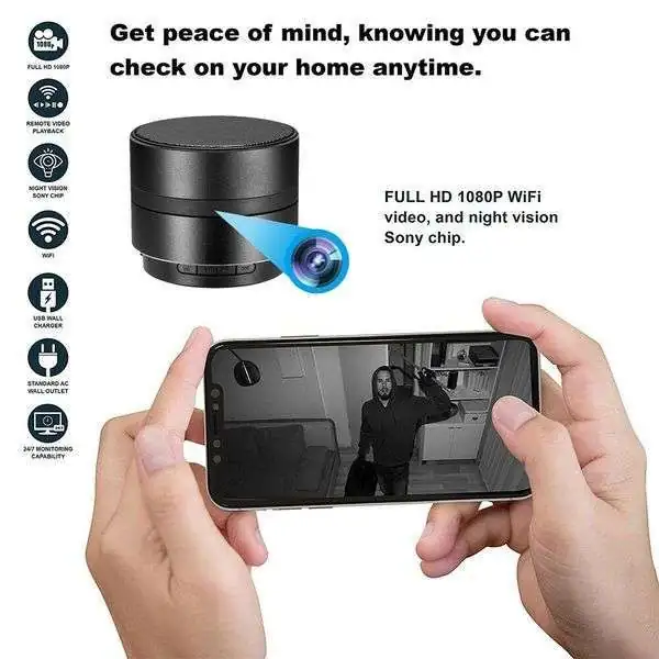 Mini Caméra Espion Wifi Hd 1080p Détection De Mouvement Smartphone